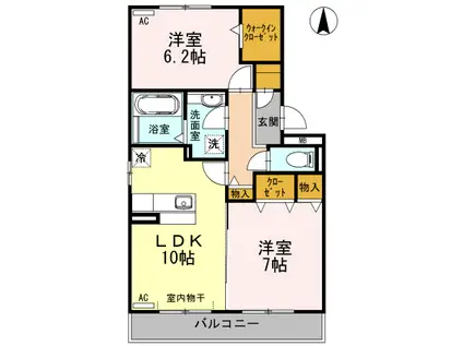 ソレイユ千石 B棟(2LDK/2階)の間取り写真