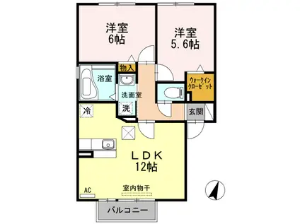 ハピネスコスモⅢ(2LDK/1階)の間取り写真