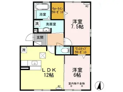 オルテンシア(2LDK/1階)の間取り写真