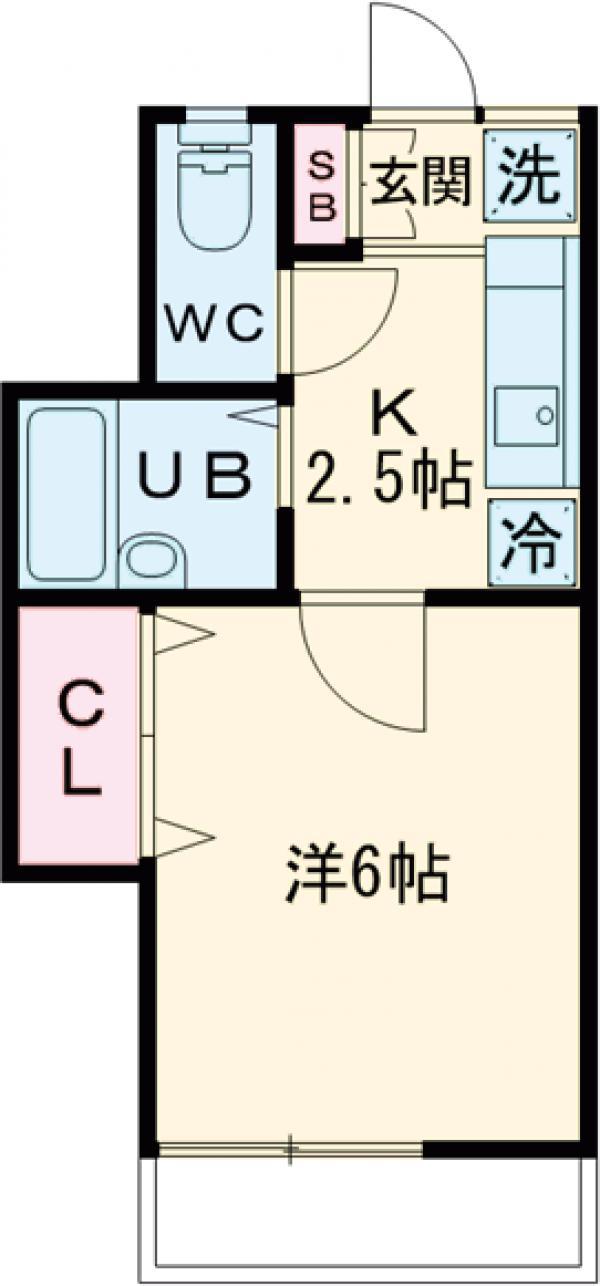 レジデンス自由が丘3(1K/2階)の間取り写真