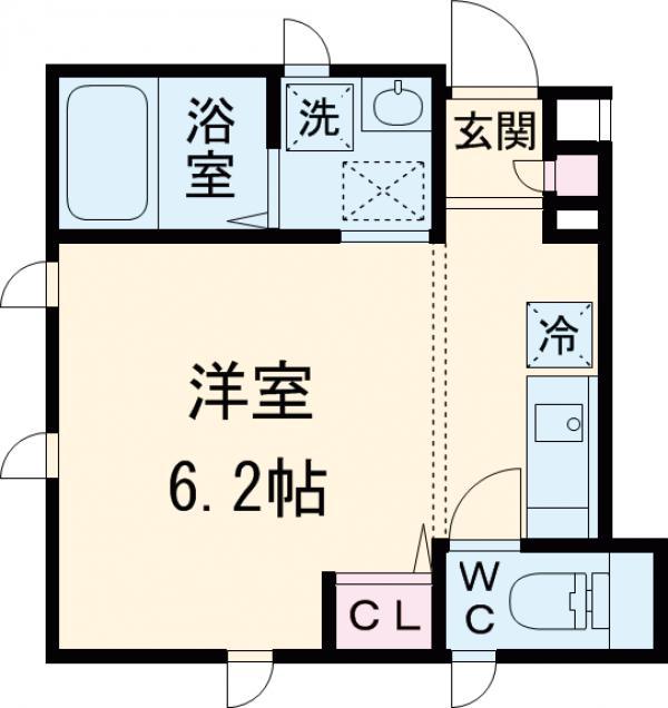 エイディハウスⅢ(ワンルーム/1階)の間取り写真