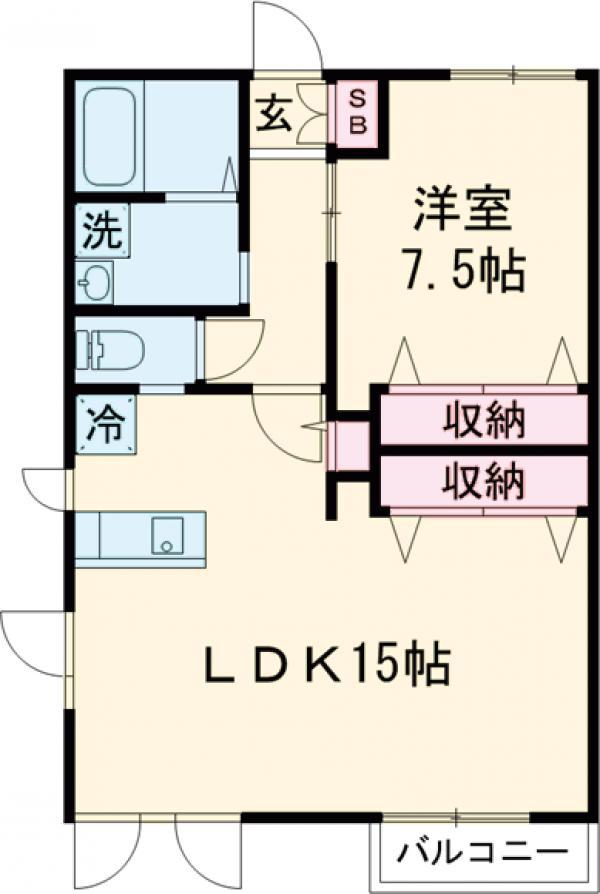 ヒルサイト(1LDK/2階)の間取り写真