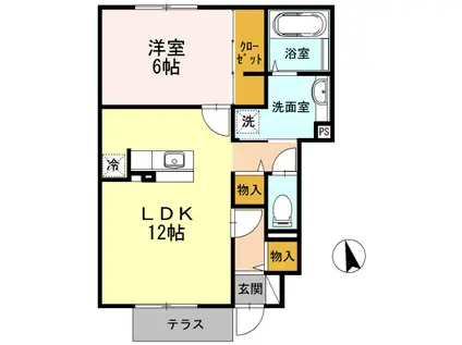 リッツハウスミノールⅡ(1LDK/1階)の間取り写真