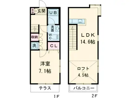4UNIT(1LDK/1階)の間取り写真