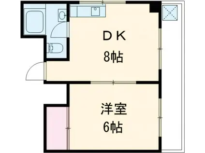 平原マンション(1DK/3階)の間取り写真