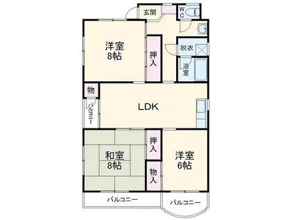 ヴィレッジ杉田B(3LDK/3階)の間取り写真