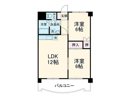 フィオーレ豊橋(2LDK/12階)の間取り写真