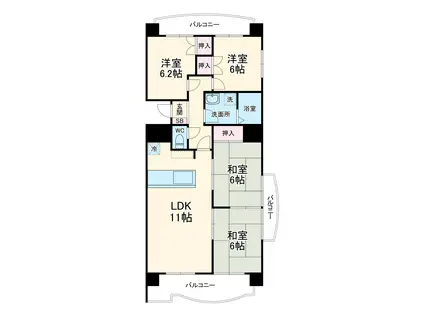 フィオーレ豊橋(4LDK/3階)の間取り写真