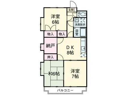 クレアつつじが丘(3SDK/1階)の間取り写真