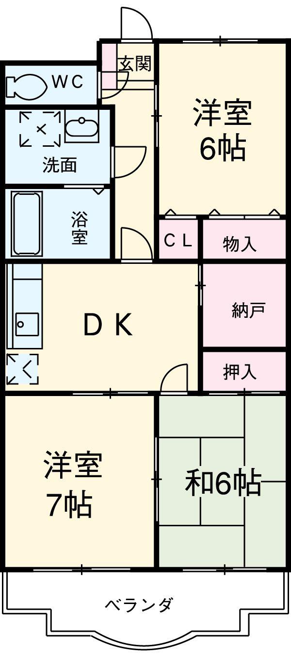 フリーダムコート弐番館(3SDK/3階)の間取り写真