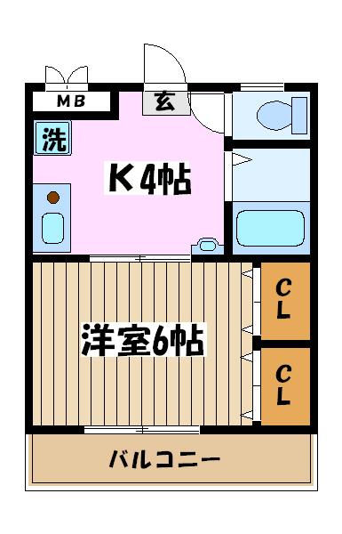 バーデンメモリアル市川(1DK/3階)の間取り写真