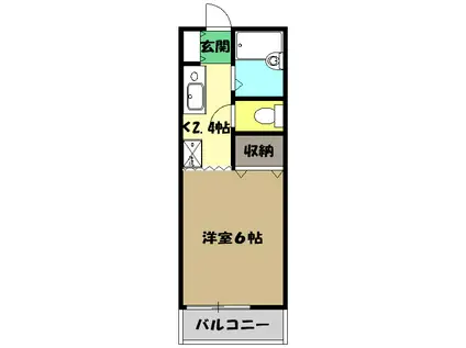 ハイツユタカⅡ(1K/1階)の間取り写真