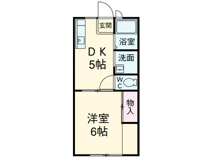 ジュネスコーポ(1DK/2階)の間取り写真