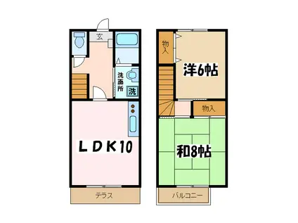 ドミール北国分(2LDK)の間取り写真