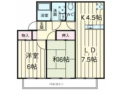 パークハイツ五番町(2LDK/2階)の間取り写真