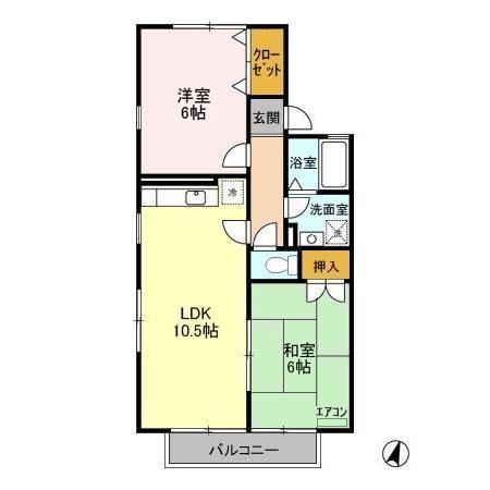 リヴィエールⅡ(2LDK/1階)の間取り写真