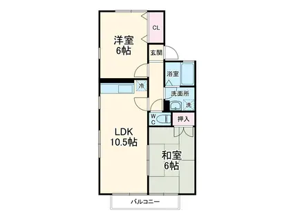 リヴィエールⅡ(2LDK/2階)の間取り写真