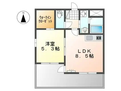 メルヴェユーイーグル(1LDK/1階)の間取り写真