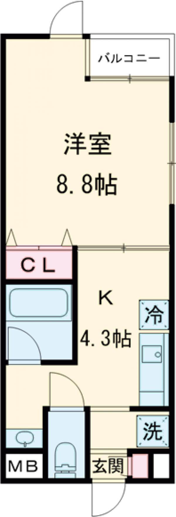 サンパラッツオ六番館(1K/4階)の間取り写真
