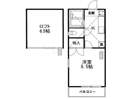 クレール・ステュディオ(1K/2階)の間取り写真