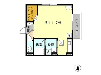 リヴェール(ワンルーム/1階)の間取り写真