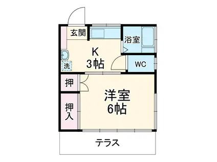 第2コーポ和光(1K/1階)の間取り写真