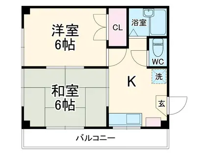 上田コーポ(2K/2階)の間取り写真