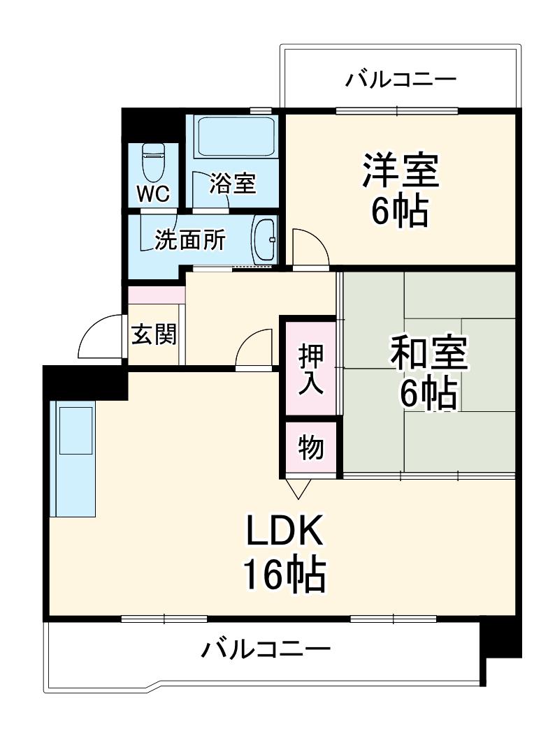 ヴィラサンシャイン(2LDK/4階)の間取り写真