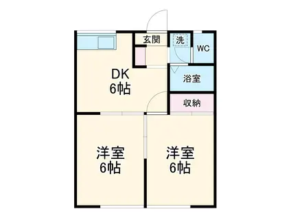 エステートピアコムA・B(2DK/1階)の間取り写真