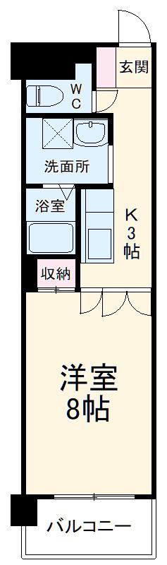 アルカディア8(1K/2階)の間取り写真