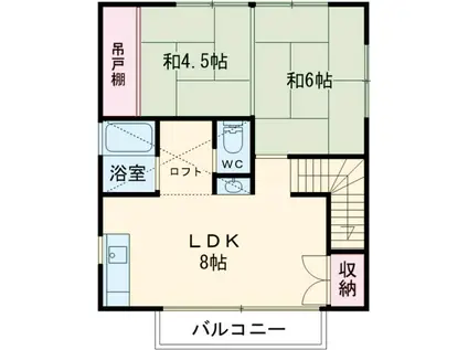スピード若木第3(2LDK/2階)の間取り写真