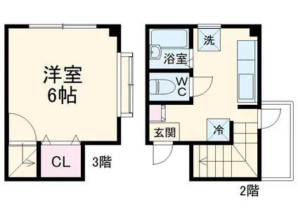 グランツA(1K/2階)の間取り写真