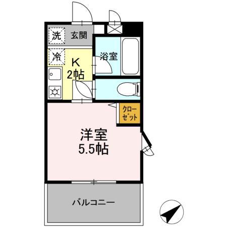 クレール中台(1K/4階)の間取り写真