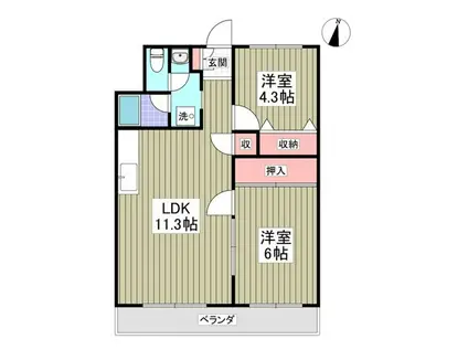 エルシティ103(2LDK/3階)の間取り写真