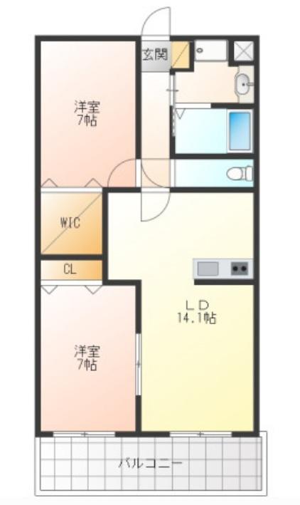キャメロット(2LDK/1階)の間取り写真