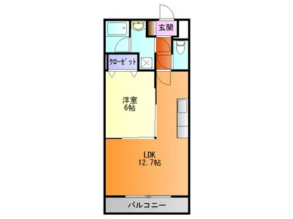 NY ESPERANSAⅡ(1LDK/1階)の間取り写真
