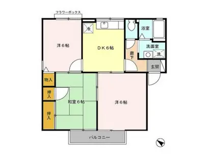 セントラル野口C(3DK/1階)の間取り写真