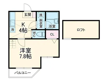 グローバル日吉(1K/2階)の間取り写真