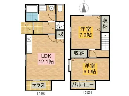 テラス鈴木(2LDK)の間取り写真