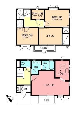 パストラルコートＢ(3SLDK)の間取り写真