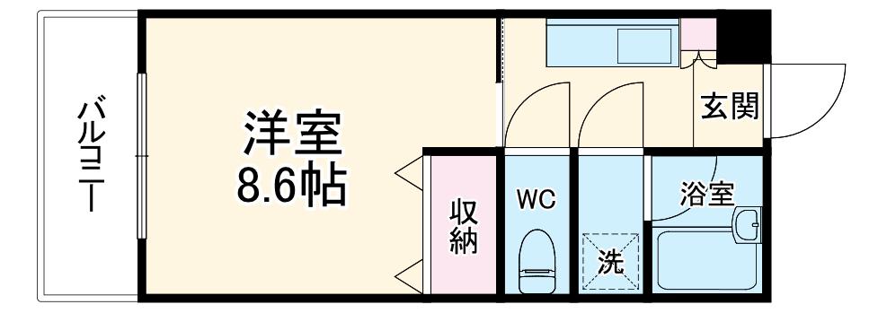 イエローハイツ佐鳴台(1K/2階)の間取り写真