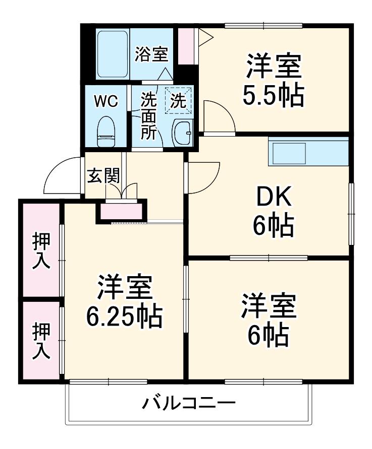 パトリアⅠ(3DK/1階)の間取り写真