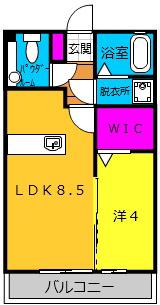 ドエル志都呂B(1LDK/1階)の間取り写真