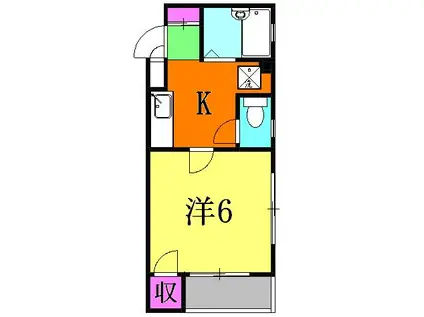 フラワー榎本Ⅱ(1K/1階)の間取り写真