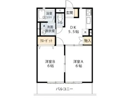 ガーデンヒルズ(2DK/1階)の間取り写真