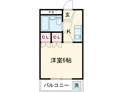 甲和マンション(1K/2階)の間取り写真