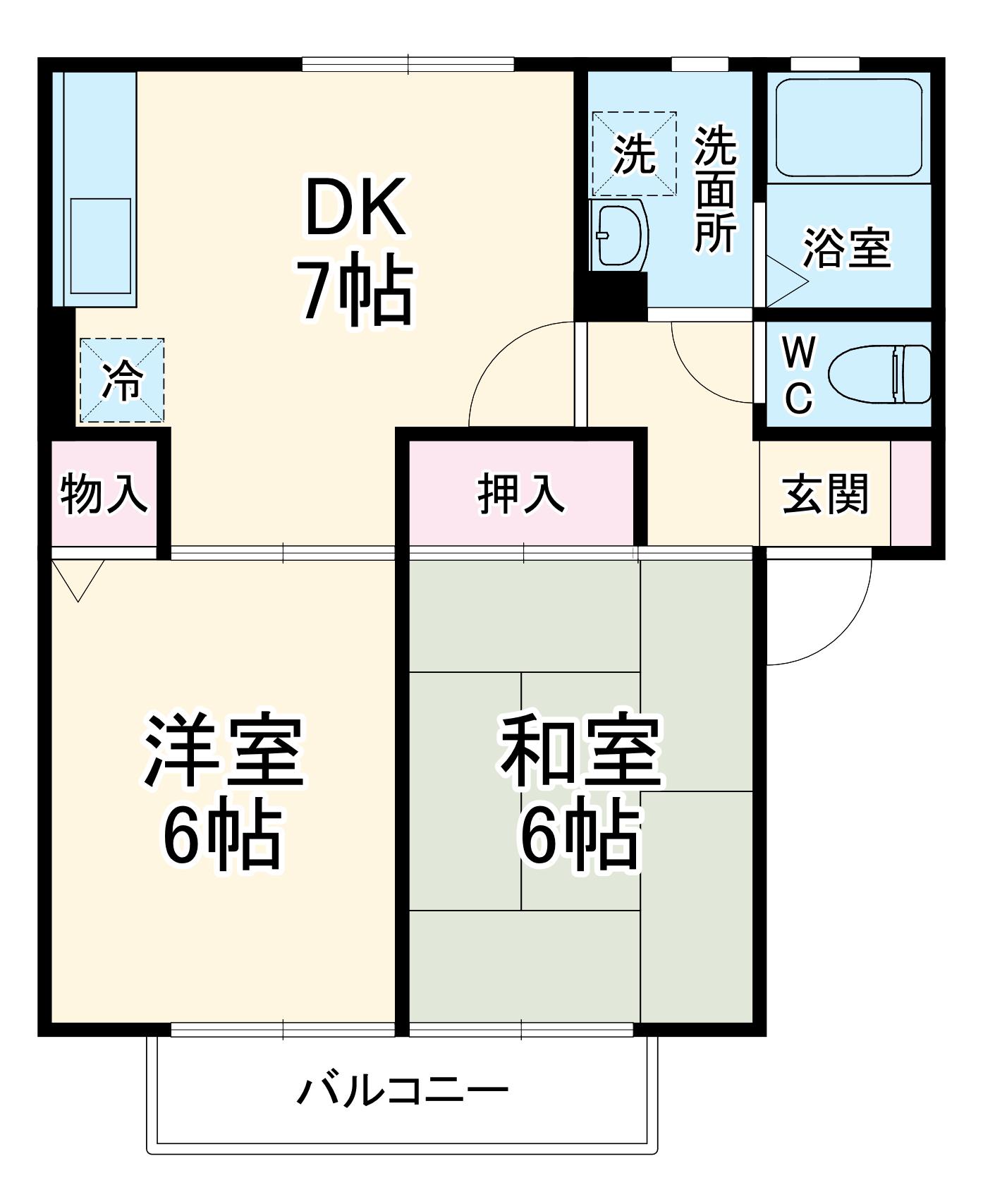 ソレイユ白子Ⅱ(2DK/2階)の間取り写真