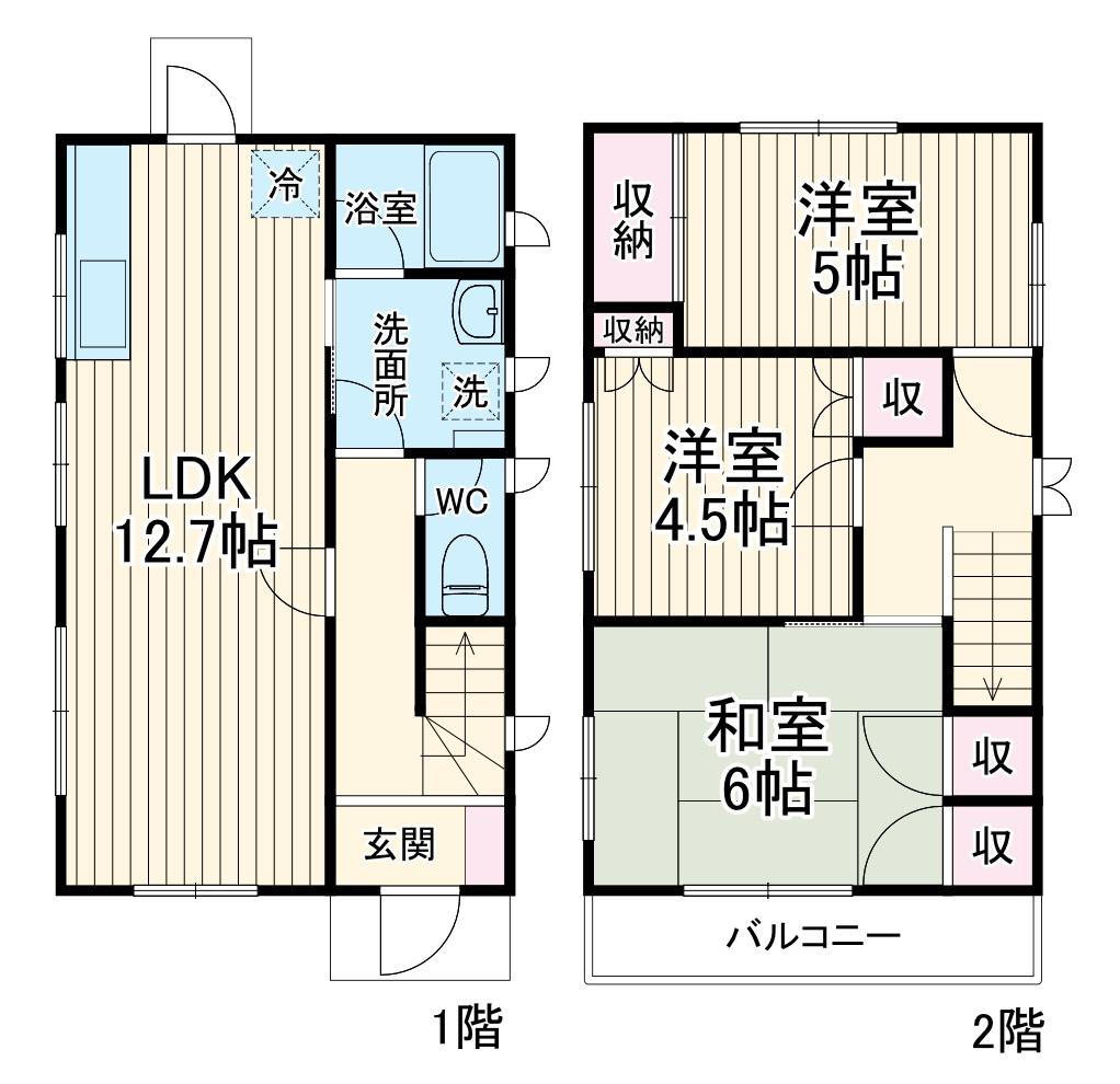 京成電鉄本線 京成八幡駅 徒歩10分 2階建 築35年(3LDK)の間取り写真