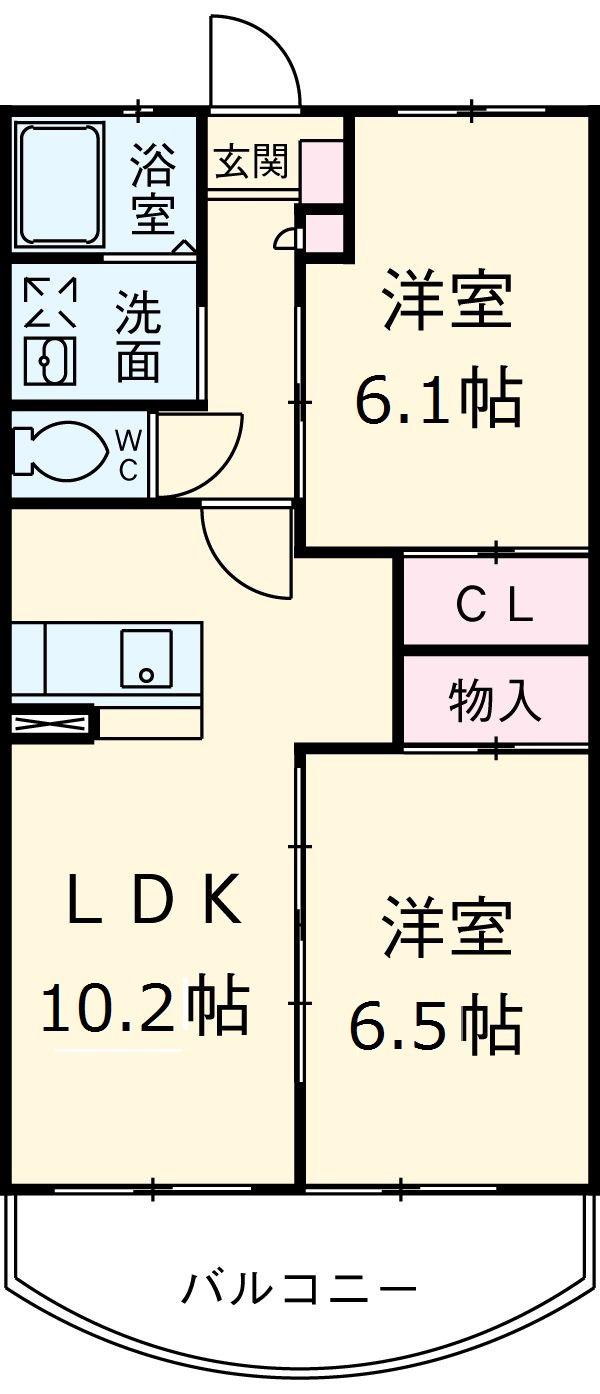 エスポワール(2LDK/1階)の間取り写真