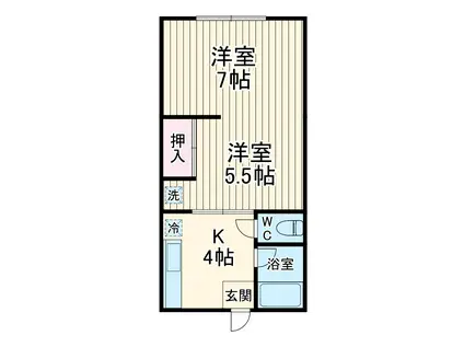 シティハイム浅間台(1DK/2階)の間取り写真